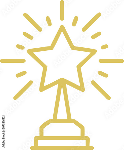 The star trophy icon, with a simple outline of a golden star on top of a stand.eps
