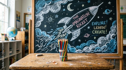 School Blackboard Desk
