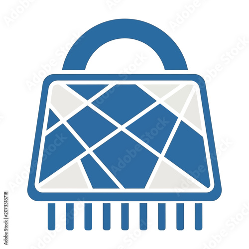 Blue Abstract Padlock Icon with Geometric Pattern Isolated on White Background