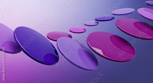 Abstract floating discs dynamic composition with gradient background