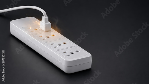 Power strip electrical plug showing hidden energy waste visualization with electrical efficiency consumption electricity visualization invisible technology electronics