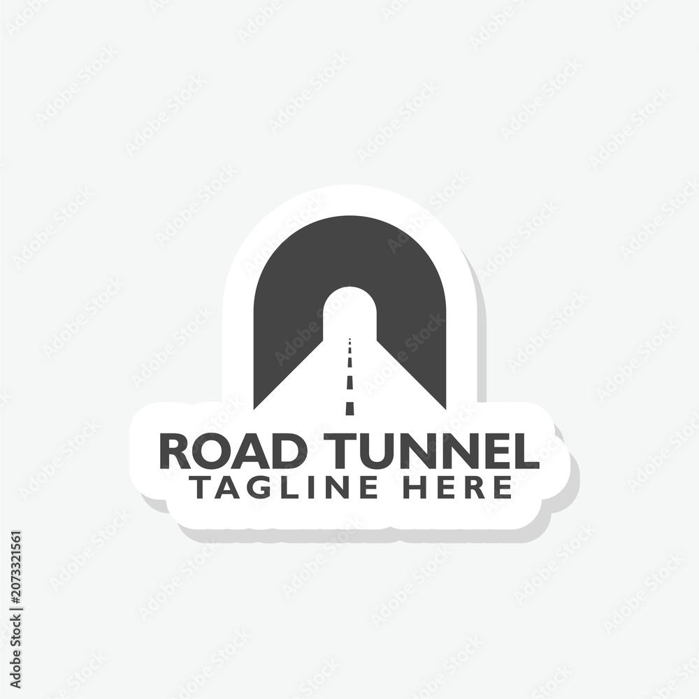 Fototapeta premium Road tunnel logo sticker isolated on gray background