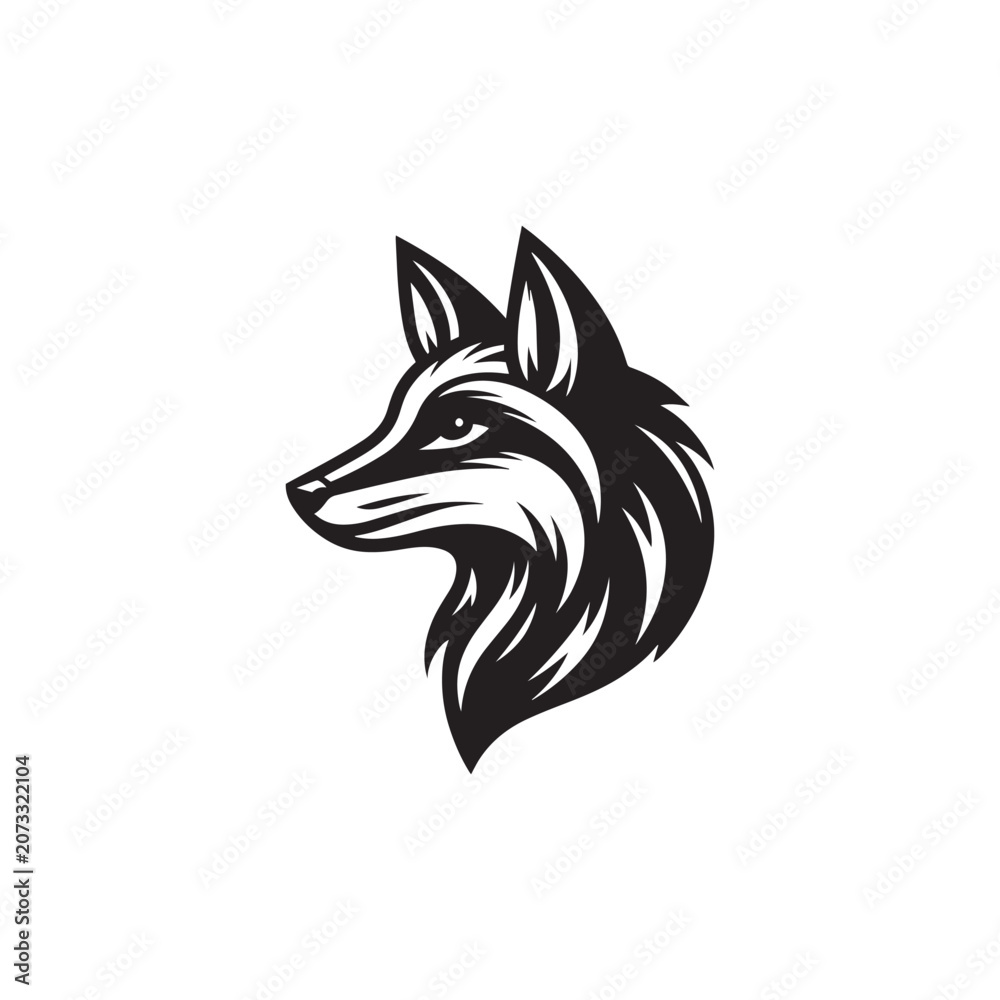 Obraz premium Red fox silhouette, Wild canine outline, Forest predator shape, Clever fox vector, Vulpes vulpes, Bushy tail icon,