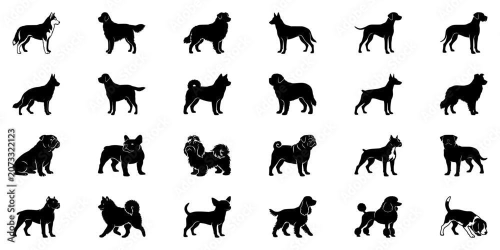 Fototapeta premium Dog Breeds Silhouette Bundle – Premium Dog SVG Collection