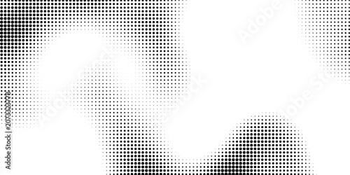 Monochrome gradient halftone dots background. Vector illustration. Abstract small grunge dots on white background