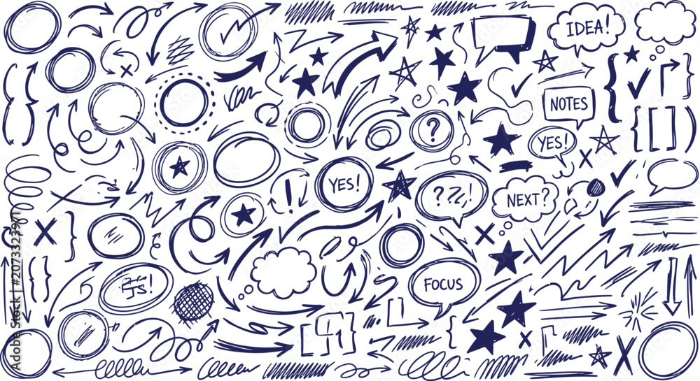 Obraz premium Black and white doodle sketch background with stars and notes