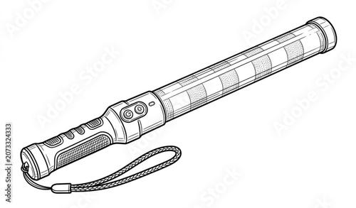 Photos Traffic Baton Light Stick Hand Drawn Line Art Vector Illustration