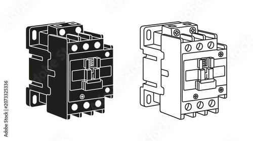 Bild auf Leinwand Electrical Contactor Line Art Illustration Black And White