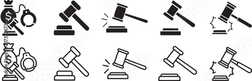 Fotografija Justice and finance flat black icon for legal system and financial crime concept