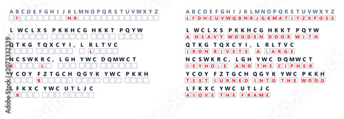 Schilderij op canvas Cryptography Puzzle with Encoded Text