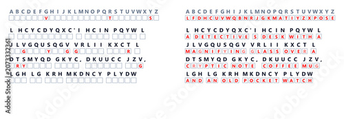 Photos Cryptography Puzzle with Encoded Text