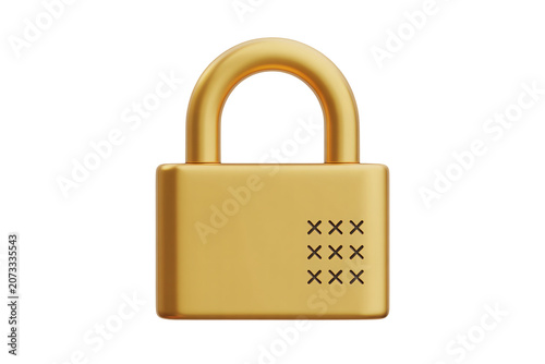 Golden Padlock with Combination Lock