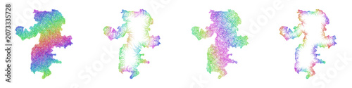Bild auf Leinwand Multicolor sketch Chelyabinsk map design set
