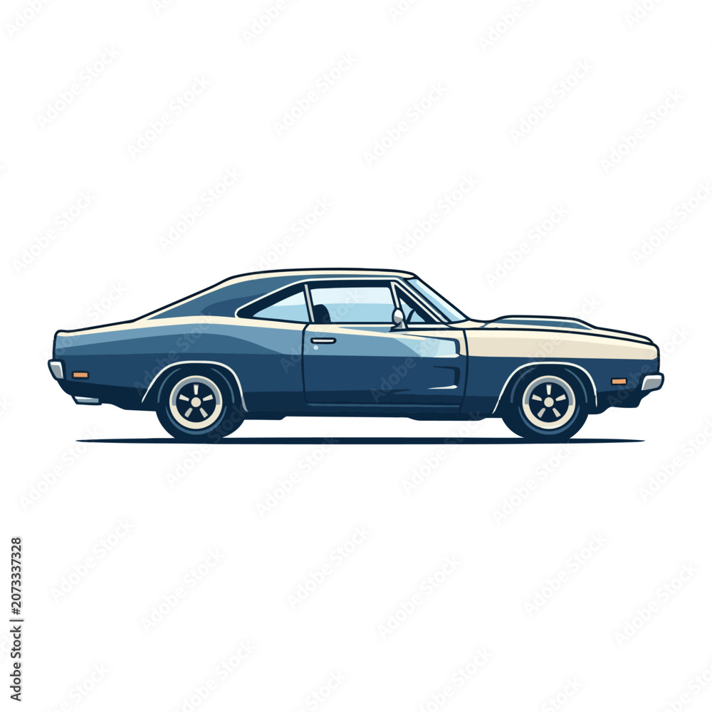 Fototapeta premium Retro Muscle Car Vector Art - Classic American Automobile