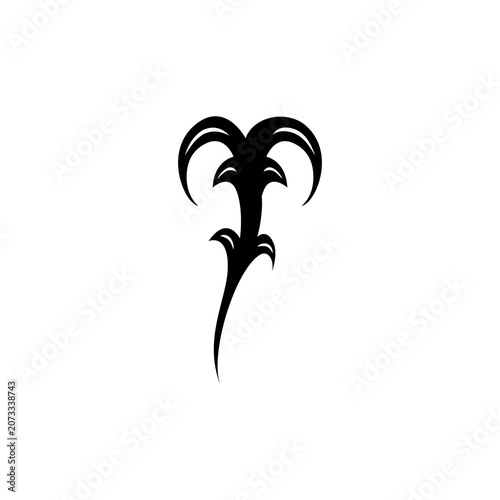 Illustrated Black Fleur-de-Lis Ornament Isolated