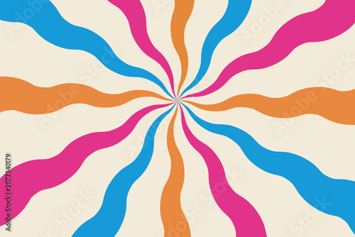 Фотография Radiating wavy pattern with orange blue and pink hues.
