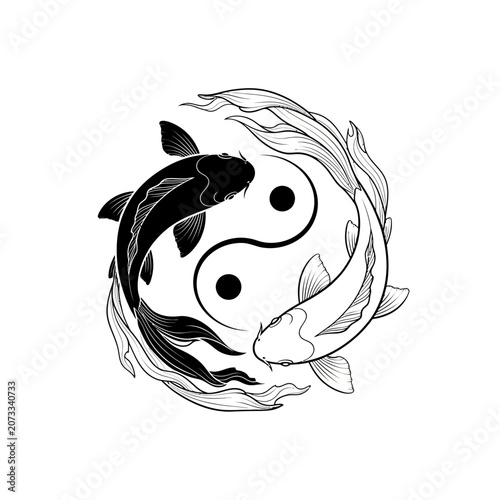 Black and white koi fish yin yang.