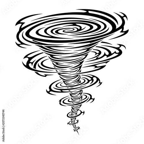 Tornado illustration with swirling spiral motion.