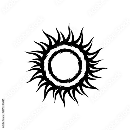 Black Sun Symbol Graphic Design Element.
