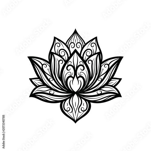 Black and white lotus flower design.