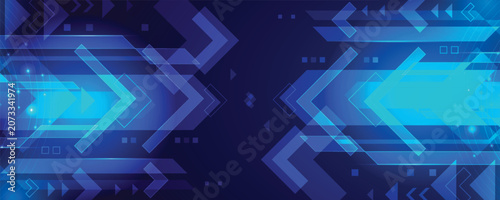 Abstract futuristic blue technology background with speed arrows