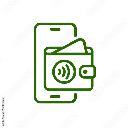 Minimal smartphone wallet icon with payment symbol
