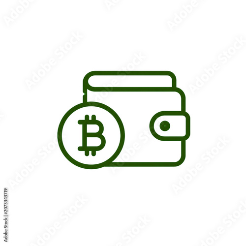 Minimal cryptocurrency payment icon with coin and digital wallet