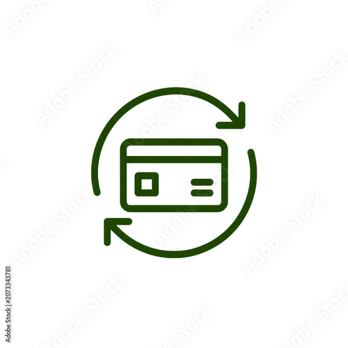 Minimal subscription payment icon with recurring circular arrows and card symbol