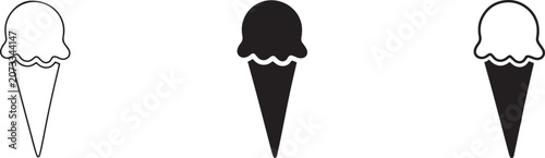 Ice cream cone with one scoop minimalist vector illustration.