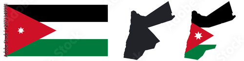 Jordan flag and map vector illustration