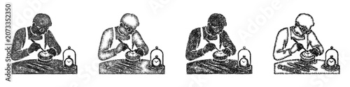 фотографія Sketch watchmaker icon design set