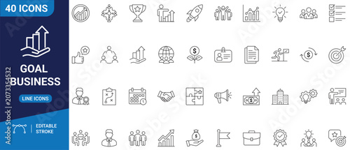 Schilderij op canvas Business Goal Icon Set