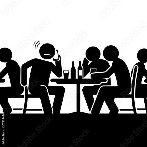 Tableau sur toile Social isolation and loneliness in a group setting illustration with loneliness