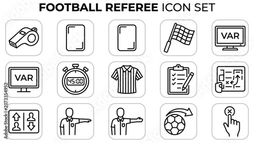 Football Referee Icon Set Outline Vector Collection_26
