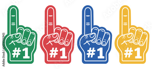 Принти на полотні foam hand fan glove vector set with number one finger and hashtag one support si