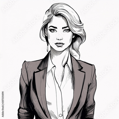 Professional woman portrait drawing for business concept