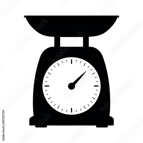 Black silhouette of an analog kitchen scale with a large weighing bowl