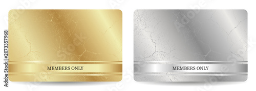 Fotografie A set of gold and silver cards with a grunge, cracked texture
