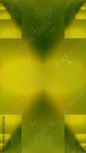 Abstract Digital Green Network Background with Glowing Nodes