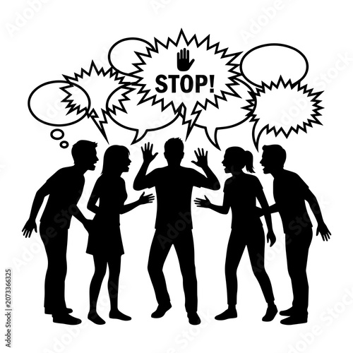 Fotografía People shouting and arguing with someone asking them to stop concept, argument