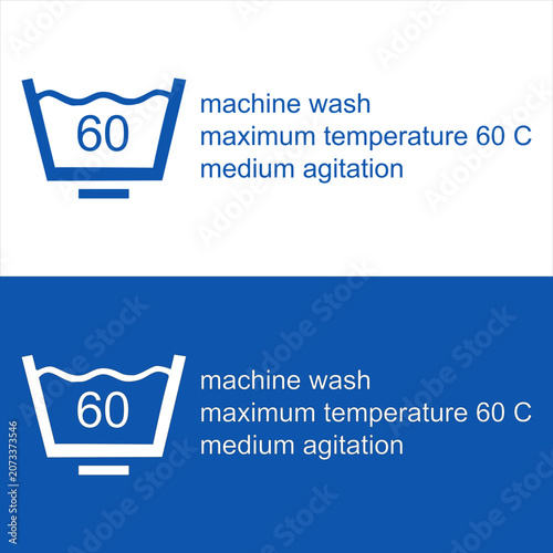 Fotografie Machine Wash Maximum temperature 60 c medium agitation Laundry White and blue ic