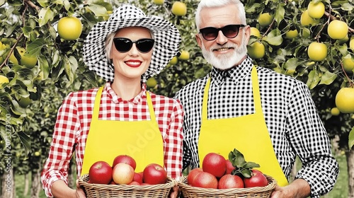 Cheerful Apple Pickers Smiling Together