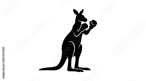 Foto Black kangaroo icon, marsupial symbol, wildlife logo, animal silhouette isolated