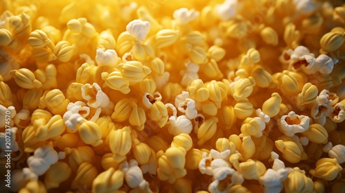 A photo of popcorn kernels scattered on a surface