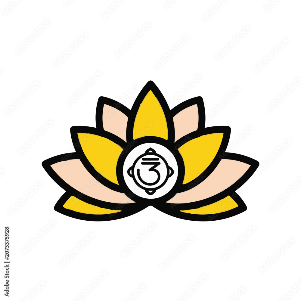 Fototapeta premium Stylized yellow lotus flower yoga and meditation icon