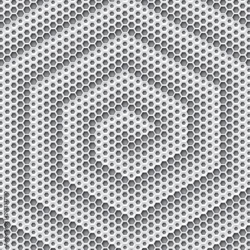 hexagonal spiral texture made from a series of hexagonal patterns, black and white vector illustration