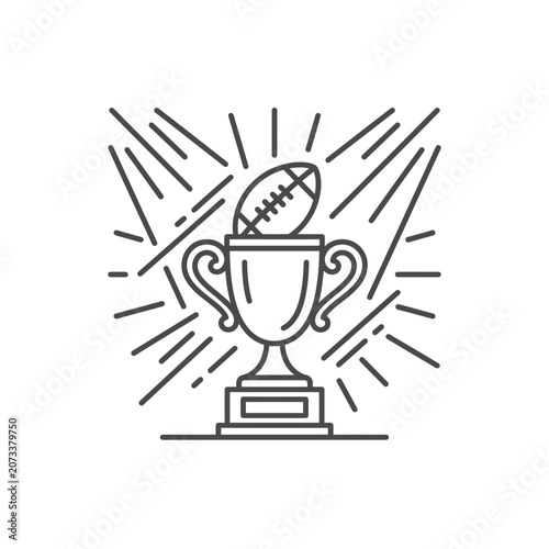 American football trophy with radiating lines line art.