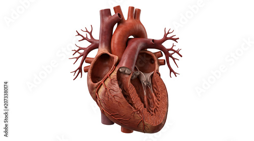 Anatomical human heart model with arteries and veins