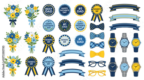 Schilderij op canvas Collection of award ribbons medals and decorative elements for competitions and