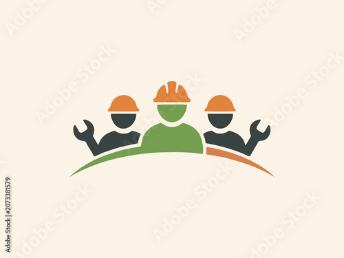 Construction Worker Engineering Team Safety Logo Vector